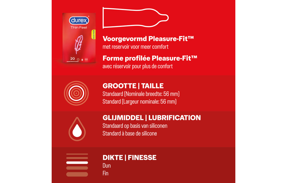 Durex - 60 stuks Condooms - Thin Feel 1x20 stuks - Classic Natural 1x20 stuks - Nude No Latex 1x20 stuks - Voordeelverpakking
