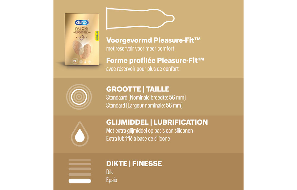 Durex - 60 stuks Condooms - Thin Feel 1x20 stuks - Classic Natural 1x20 stuks - Nude No Latex 1x20 stuks - Voordeelverpakking