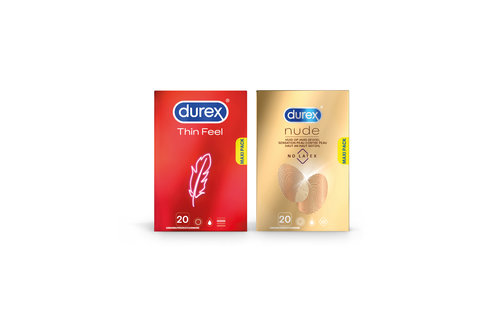 Durex - 40 stuks Condooms - Thin Feel 1x20 stuks - Nude No Latex 1x20 stuks - Voordeelverpakking