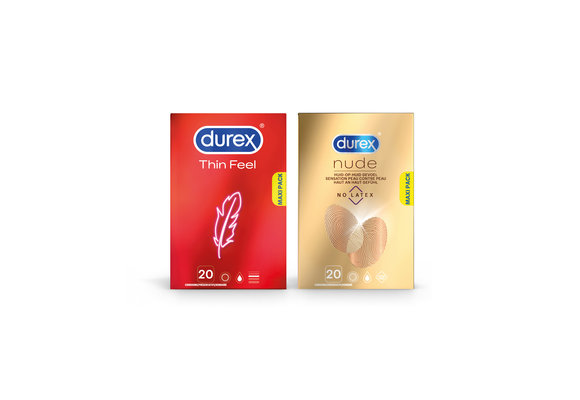 Durex - 40 stuks Condooms - Thin Feel 1x20 stuks - Nude No Latex 1x20 stuks - Voordeelverpakking