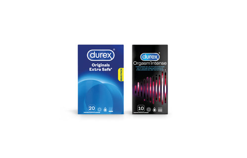 Durex - 30 stuks Condooms - Extra Safe 1x20 stuks - Orgasm Intense 1x10 stuks - Voordeelverpakking