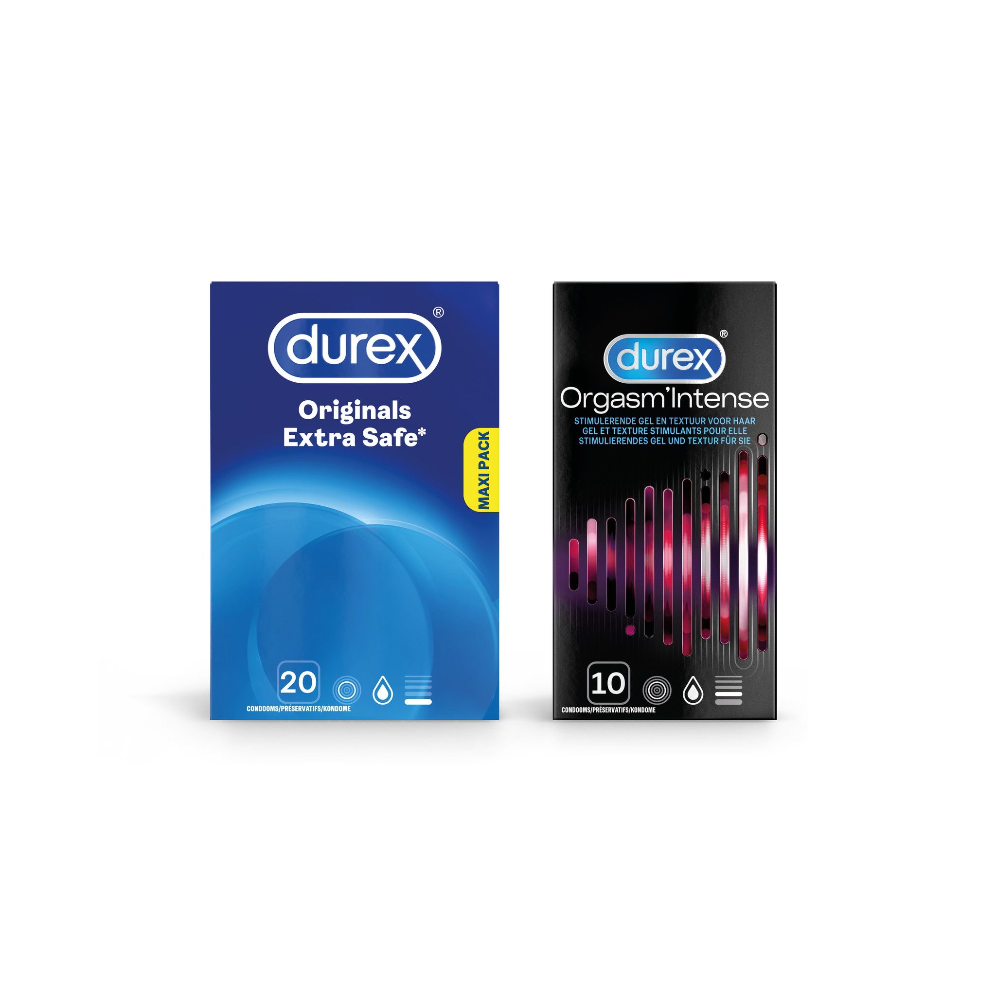 Durex - 30 stuks Condooms - Extra Safe 1x20 stuks - Orgasm Intense 1x10 stuks - Voordeelverpakking