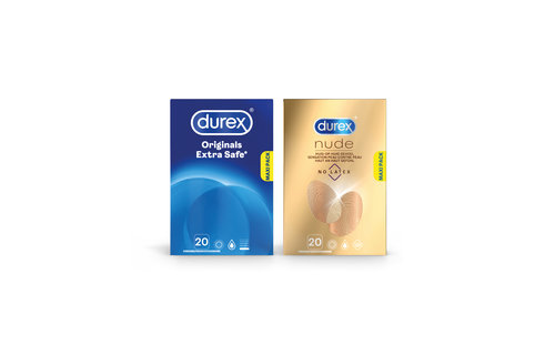 Durex - 40 stuks Condooms - Extra Safe 1x20 stuks - Nude No Latex 1x20 stuks - Voordeelverpakking