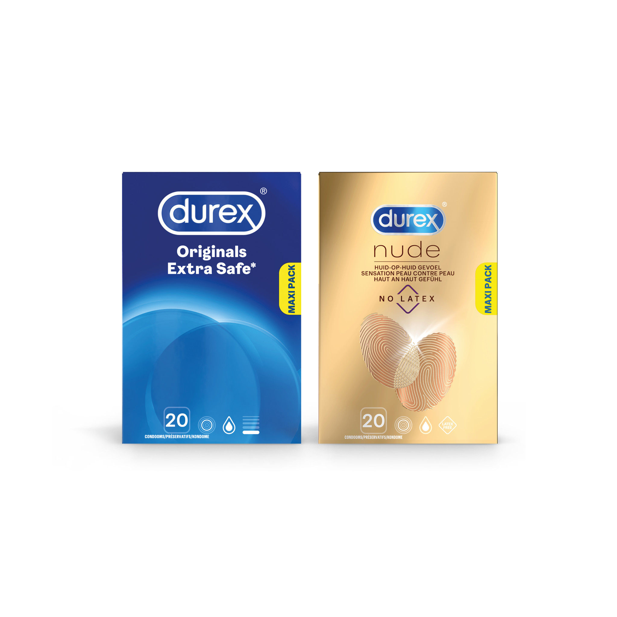 Durex - 40 stuks Condooms - Extra Safe 1x20 stuks - Nude No Latex 1x20 stuks - Voordeelverpakking