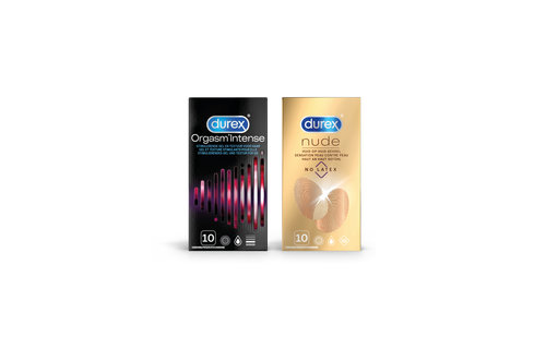 Durex - 20 stuks Condooms - Orgasm Intense 1x10 stuks - Nude No Latex 1x10 stuks - Voordeelverpakking