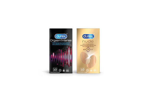 Durex - 20 stuks Condooms - Orgasm Intense 1x10 stuks - Nude No Latex 1x10 stuks - Voordeelverpakking