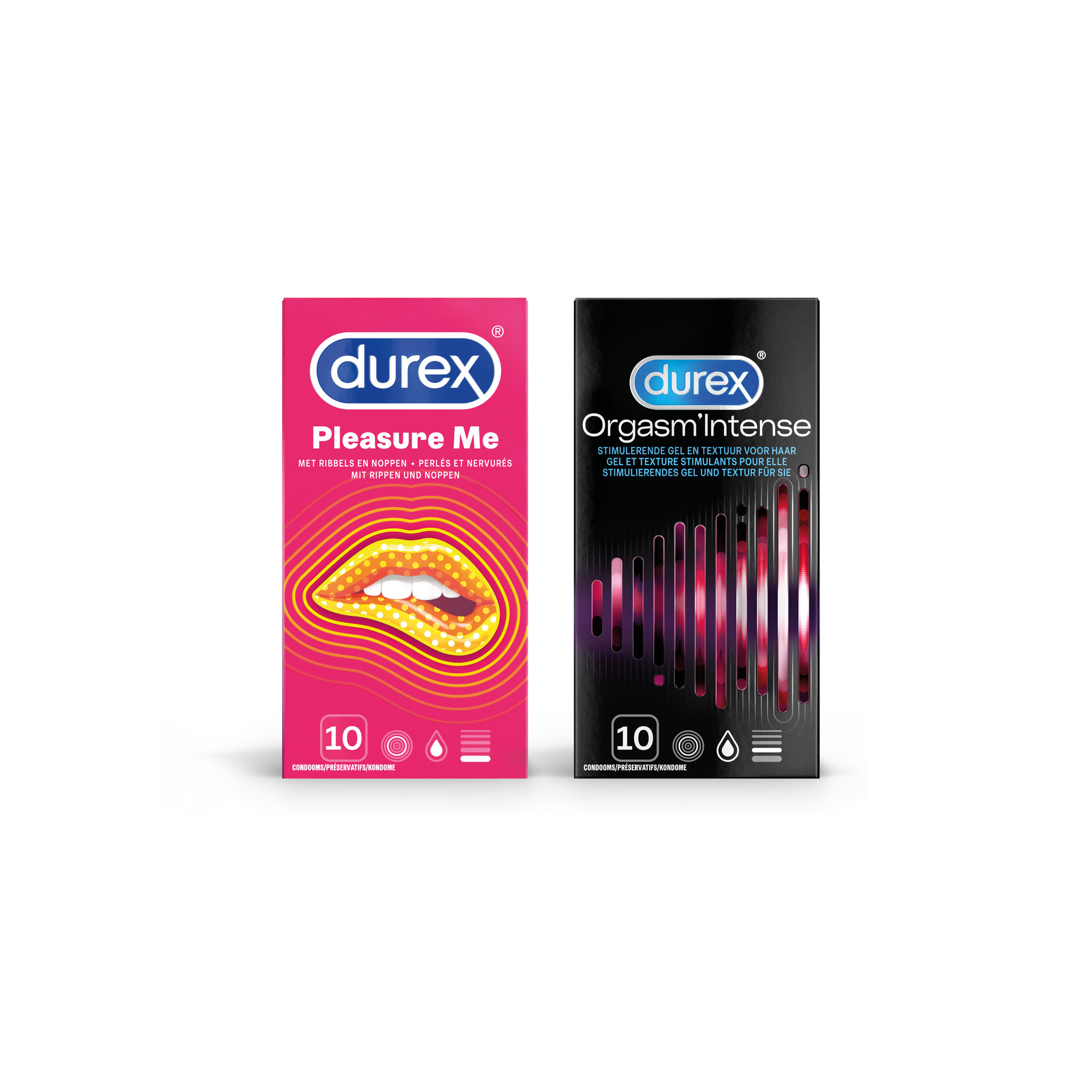 Durex - 20 stuks Condooms - Pleasure Me 1x10 stuks - Orgasm Intense 1x10 stuks - Voordeelverpakking