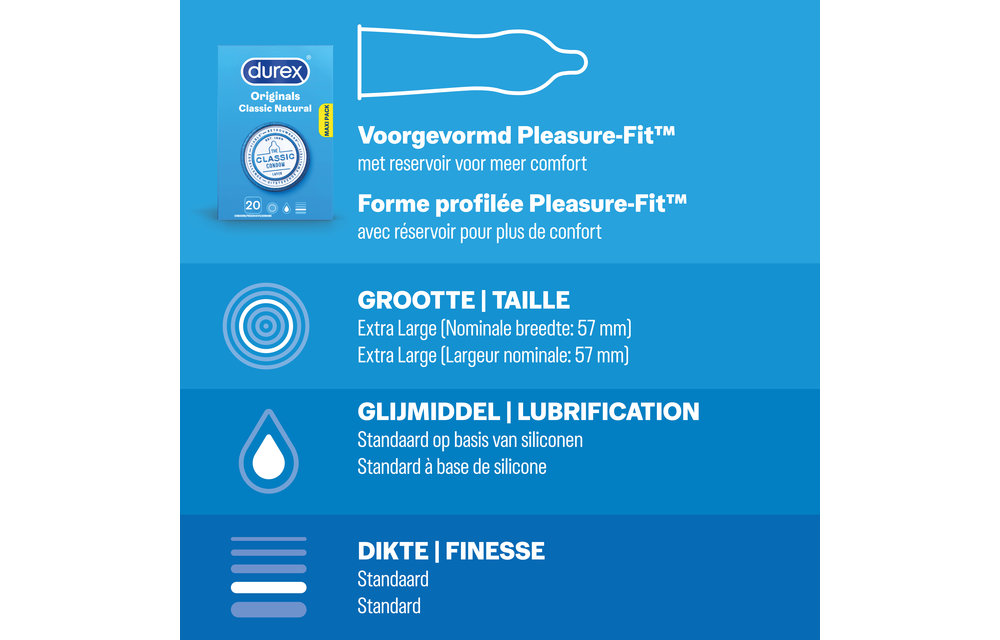Durex - 60 stuks Condooms - Extra Safe 1x20 stuks - Nude No Latex 1x20 stuks - Classic Natural 1x20 stuks - Voordeelverpakking