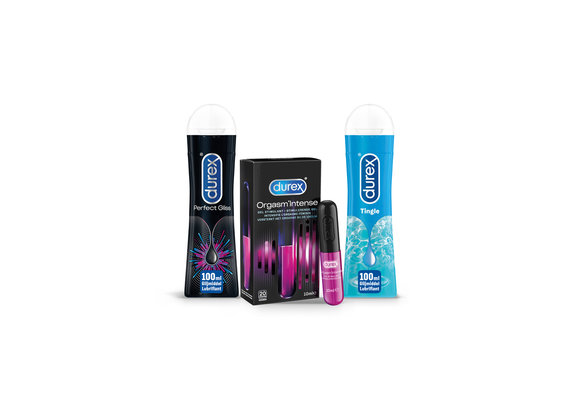 Durex - 210ml Glijmiddel - Perfect Gliss 1x100ml - Intense Orgasm 1x10ml - Play Tingle 1x100ml - Voordeelverpakking