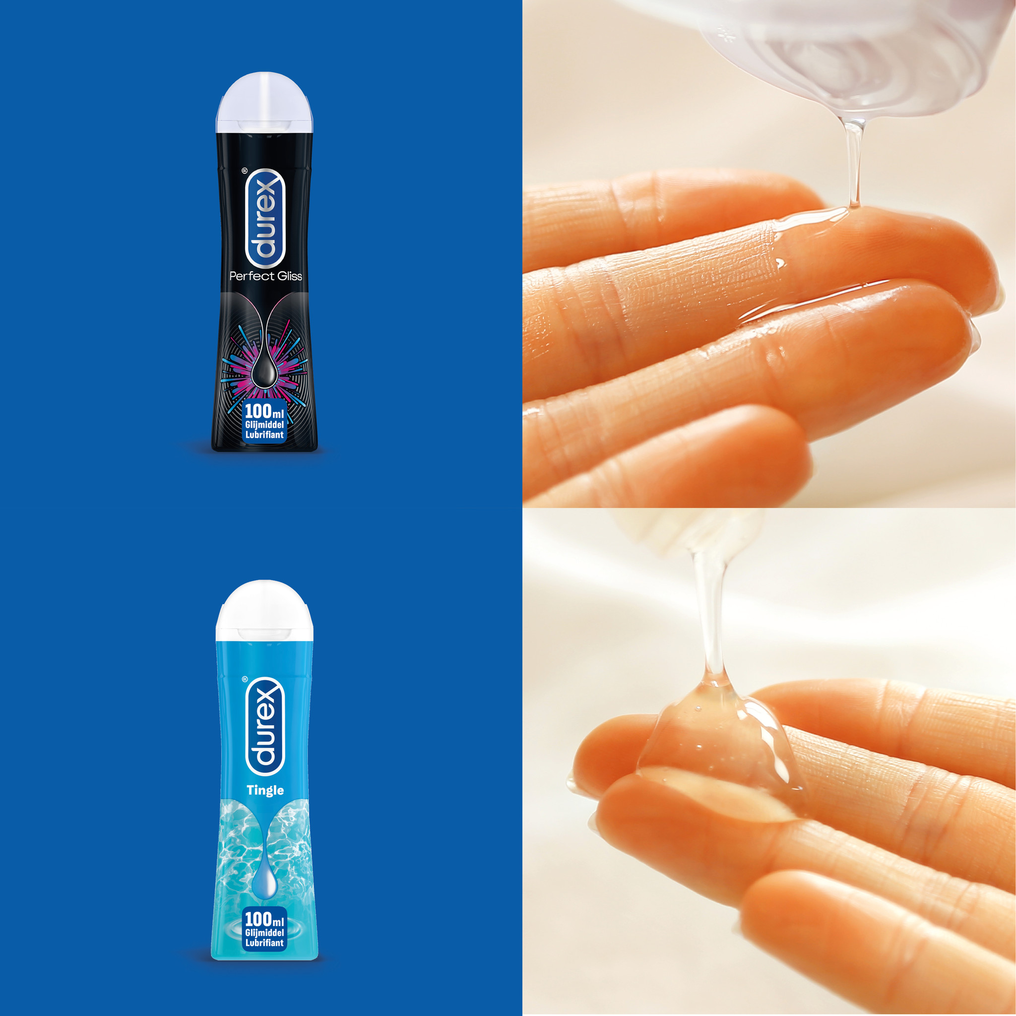 Durex - 210ml Glijmiddel - Perfect Gliss 1x100ml - Intense Orgasm 1x10ml - Play Tingle 1x100ml - Voordeelverpakking