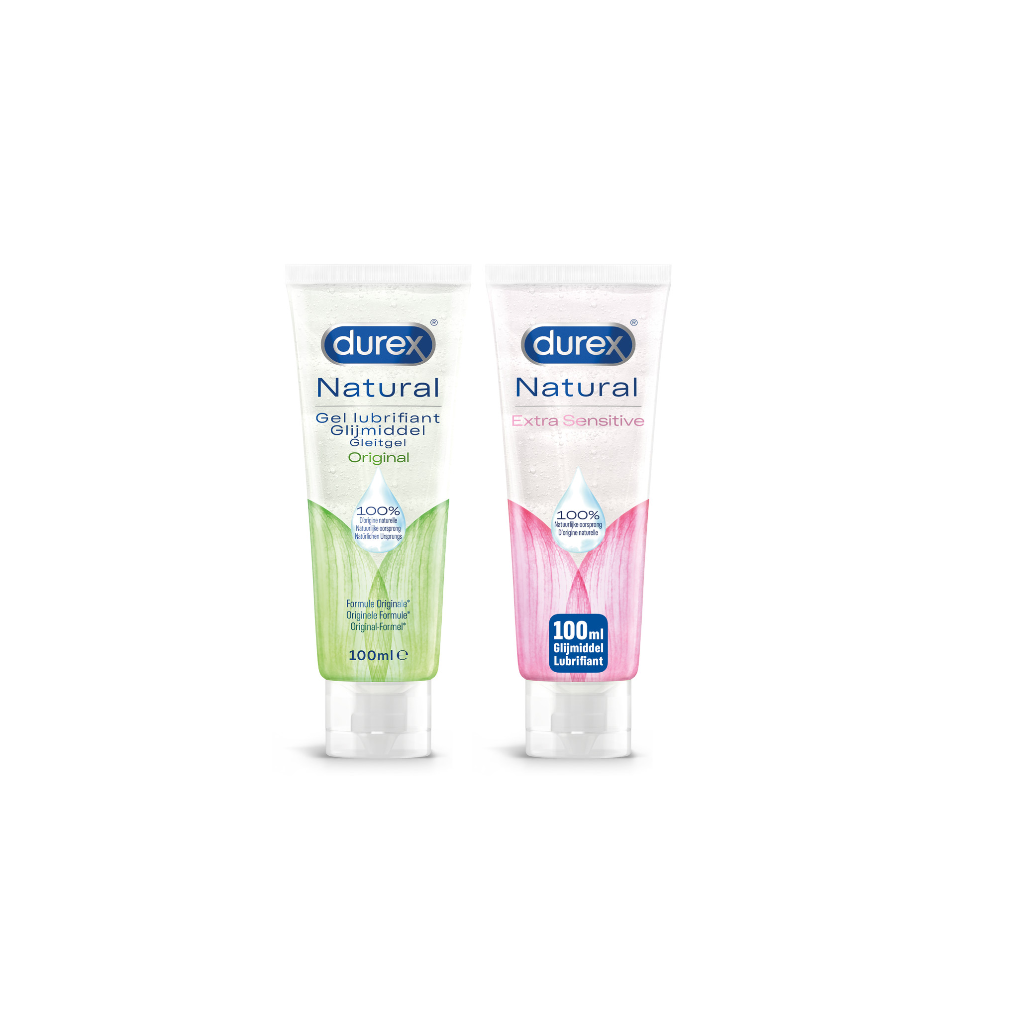 Durex - 200ml Glijmiddel - Natural 1x100ml - Natural Extra Sensitive 1x100ml - Voordeelverpakking
