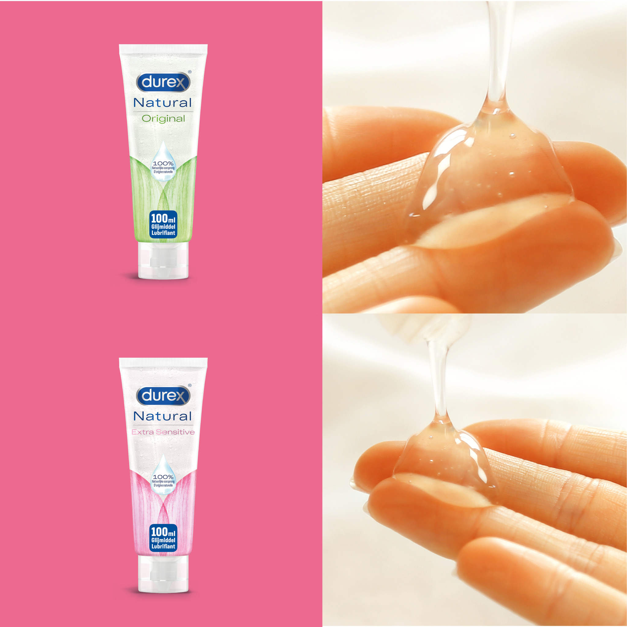 Durex - 200ml Glijmiddel - Natural 1x100ml - Natural Extra Sensitive 1x100ml - Voordeelverpakking