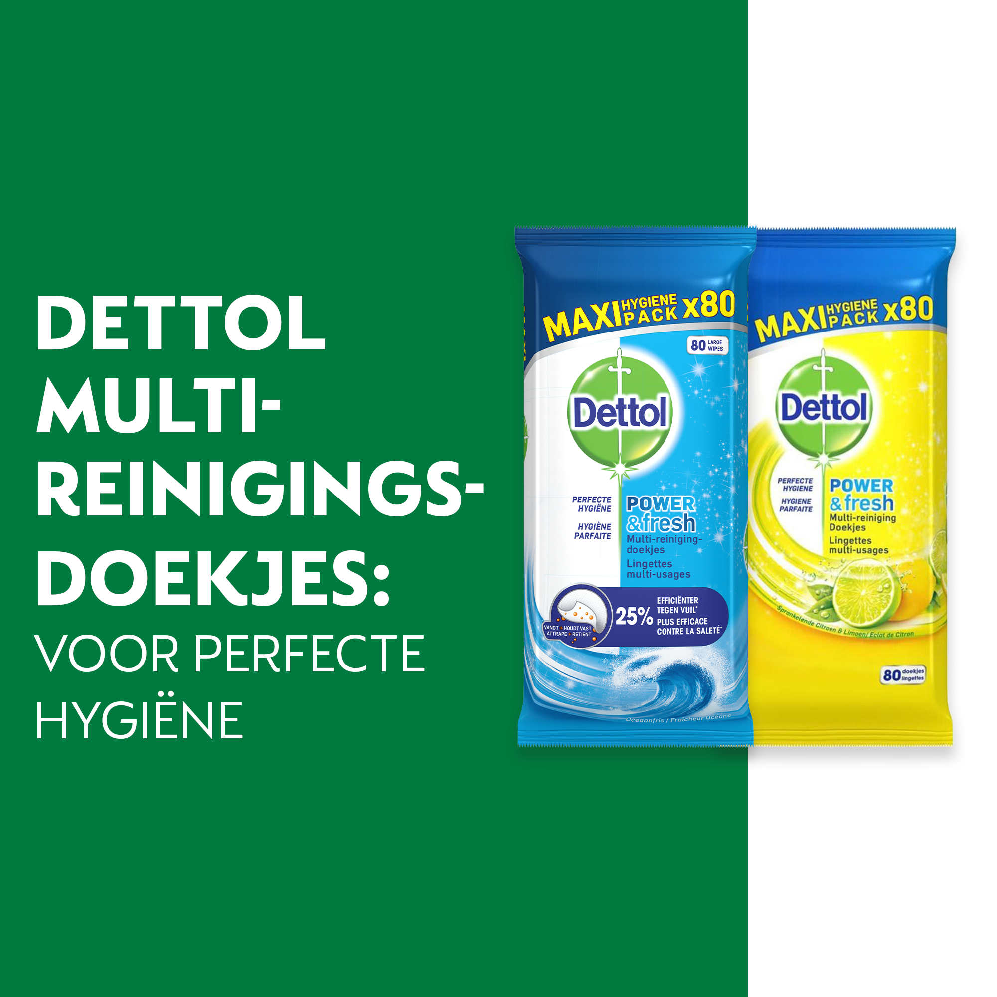 Dettol - 640 Schoonmaakdoekjes Power & Fresh - Oceaan 4x80 stuks - Citrus 4x80 stuks - Voordeelverpakking