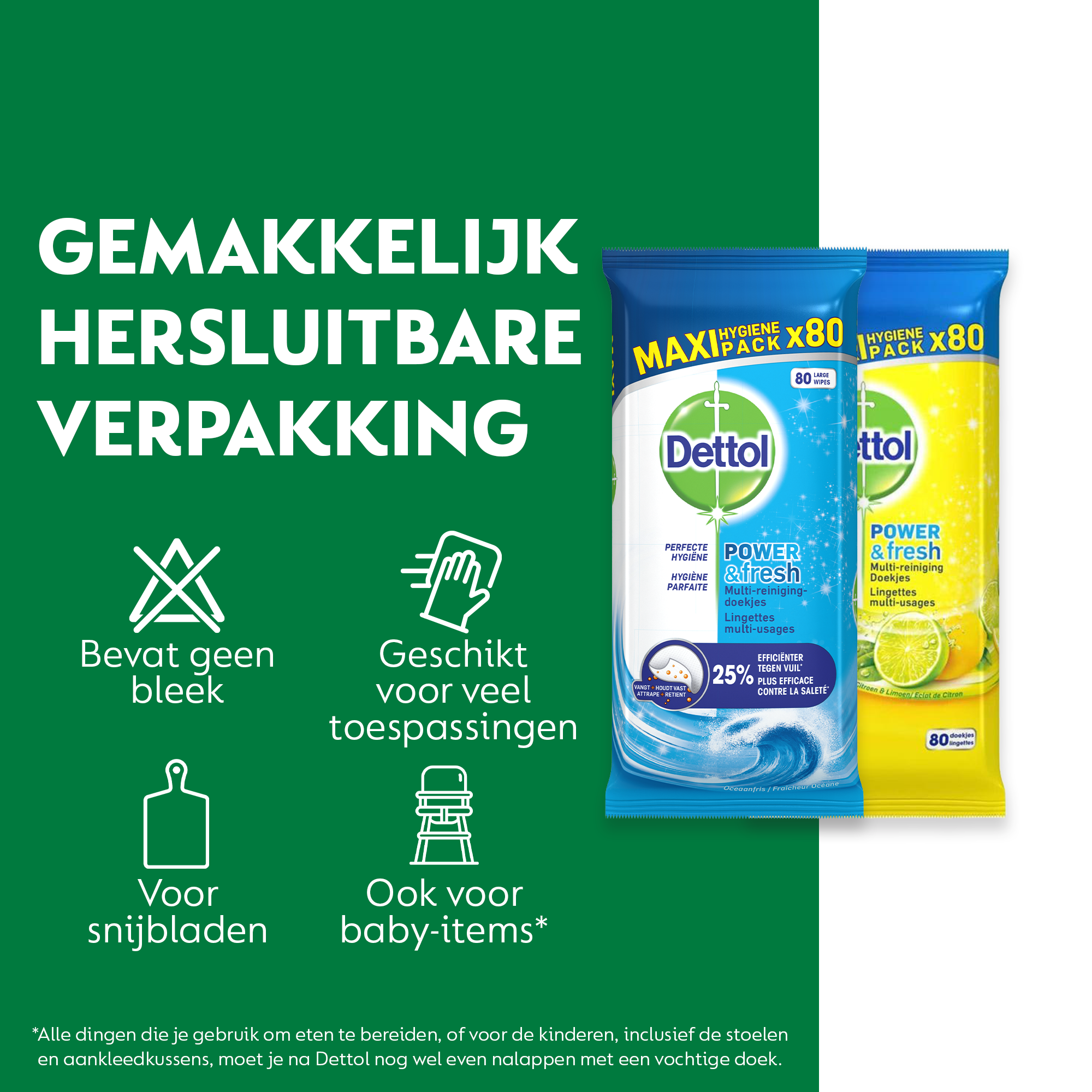 Dettol - 640 Schoonmaakdoekjes Power & Fresh - Oceaan 4x80 stuks - Citrus 4x80 stuks - Voordeelverpakking