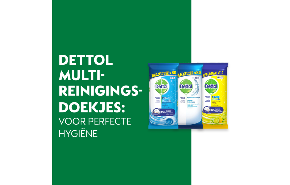 Dettol - 480 Schoonmaakdoekjes Power & Fresh - Oceaan 2x80 stuks - Hygiënische 3x80 stuks - Voordeelverpakking