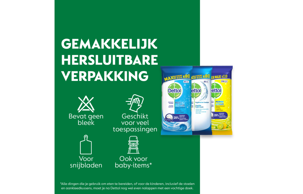 Dettol - 480 Schoonmaakdoekjes Power & Fresh - Oceaan 2x80 stuks - Hygiënische 3x80 stuks - Voordeelverpakking