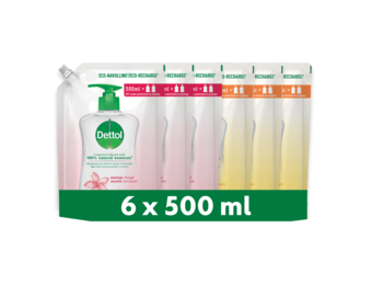 Dettol - 3L Handzeep Navulling - Antibacterieel - Jasmijn 3x500ml - Citrus 3x500ml - Voordeelverpakking