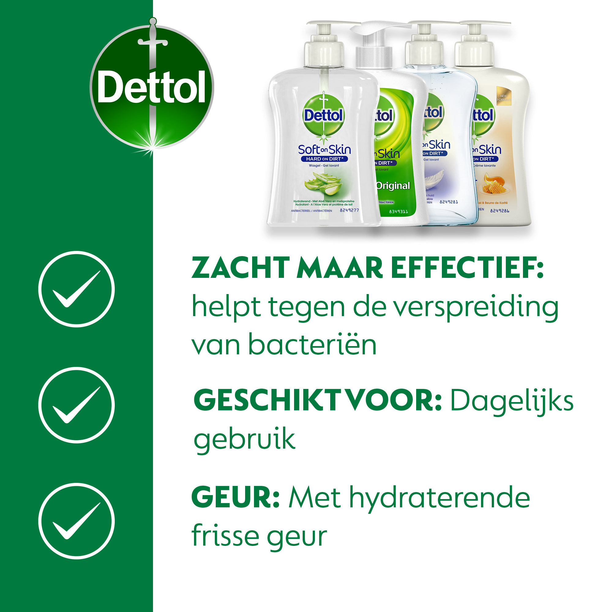 Dettol - 1L Handzeep - Antibacterieel - Aloë Vera 1x250ml Original 1x250 ml Gevoelige Huid 1x250ml -  LHS care+ Honing/Shea Droog 1x250 -Voordeelverpakking