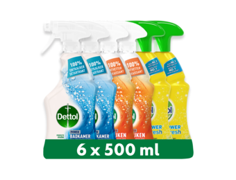 Dettol - 3L Allesreiniger Spray Power & Fresh - Badkamer 2x500ml - Keuken 2x500ml - Citrus 500ml - Voordeelverpakking