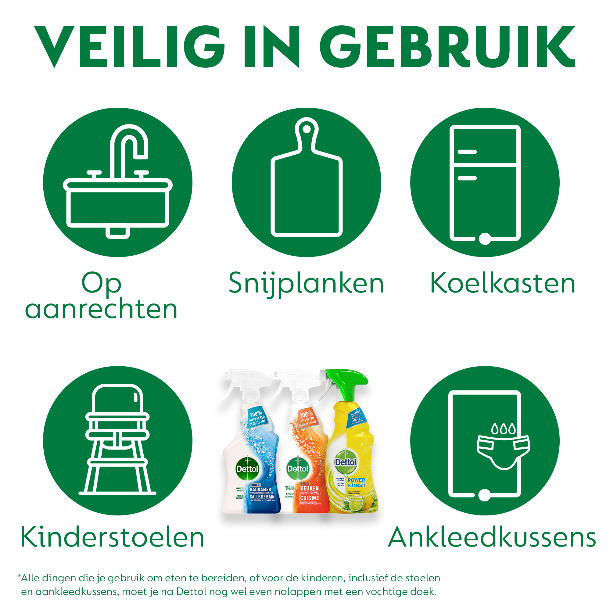 Dettol - 3L Allesreiniger Spray Power & Fresh - Badkamer 2x500ml - Keuken 2x500ml - Citrus 500ml - Voordeelverpakking