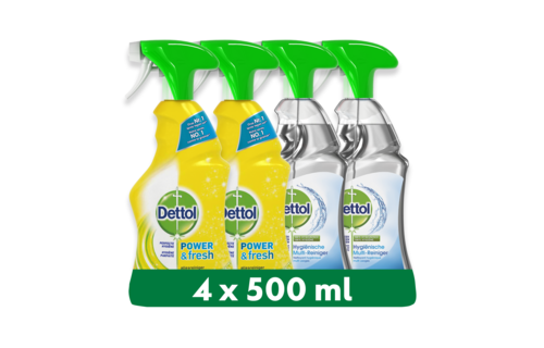 Dettol - 2L Allesreiniger Spray Power & Fresh - Citrus 2x500ml - Trigger Multireiniger (Cleanser) 2x500ml - Voordeelverpakking