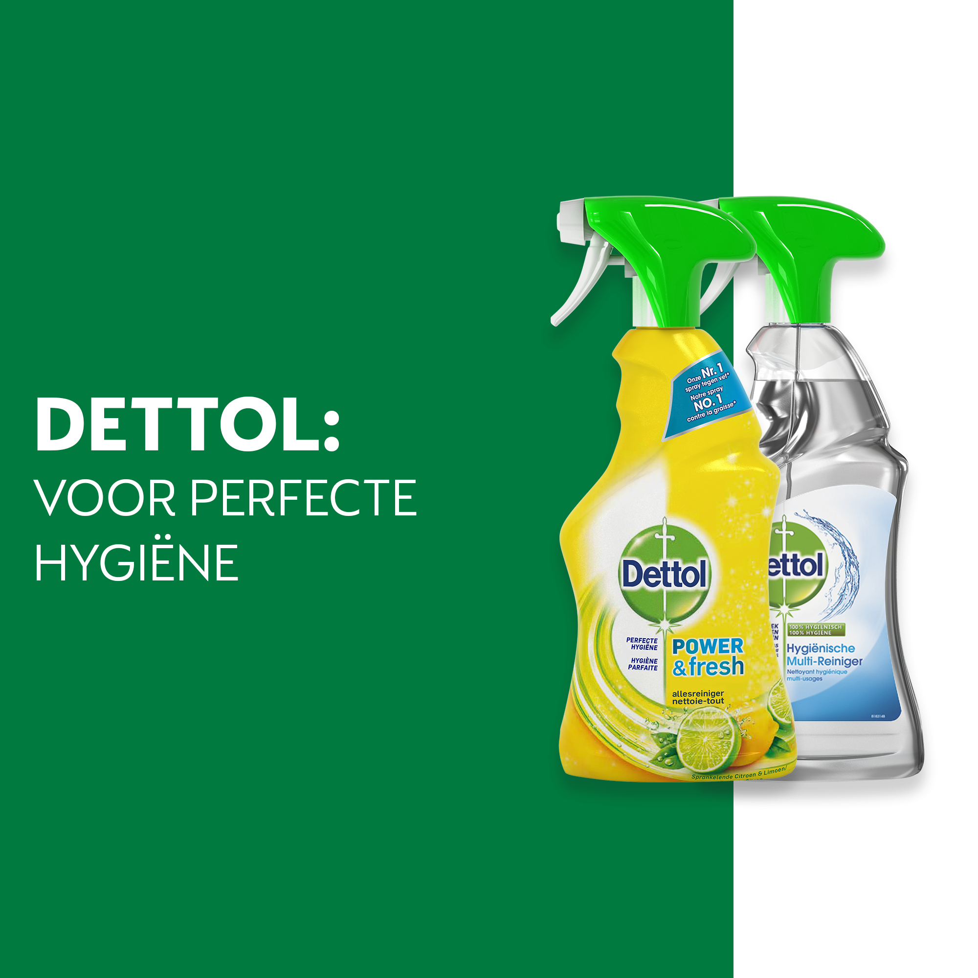 Dettol - 2L Allesreiniger Spray Power & Fresh - Citrus 2x500ml - Trigger Multireiniger (Cleanser) 2x500ml - Voordeelverpakking