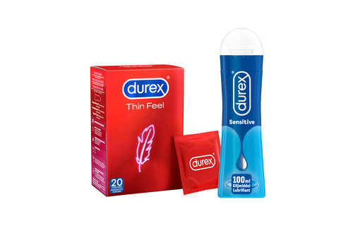 Durex - 20 stuks Condooms - Thin Feel - 100ml Glijmiddel - Play Sensitive - Voordeelverpakking