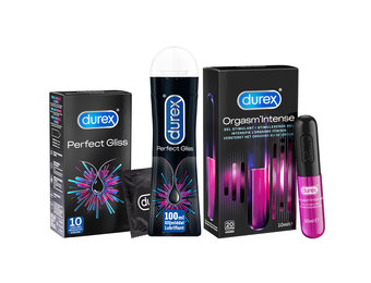 Durex - 110ml Glijmiddel - Perfect Gliss 1x100ml - Intense Orgasm 1x10ml - 10 stuks Condooms - Perfect Gliss 1x10 stuks - Voordeelverpakking