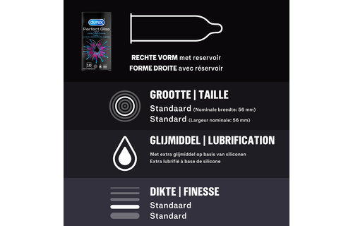 Durex - 110ml Glijmiddel - Perfect Gliss 1x100ml - Intense Orgasm 1x10ml - 10 stuks Condooms - Perfect Gliss 1x10 stuks - Voordeelverpakking