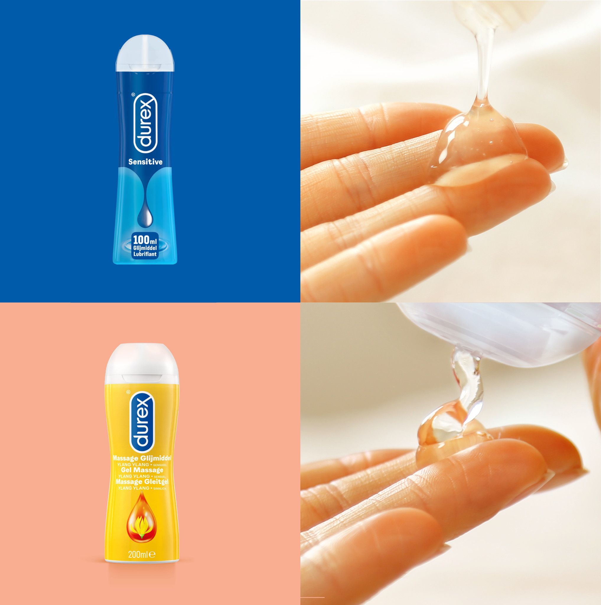 Durex - 300ml Glijmiddel - Play Massage 2/1 Sensitive 200ml - Sensitive Gel 100ml - 20 stuks Condooms - Classic Natural - Voordeelverpakking