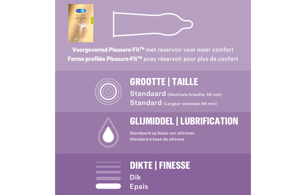 Durex - 20 stuks Condooms - Nude No Latex - 210ml Glijmiddel - Massage 2/1 Aloe 200ml - Intense Orgasm 10ml - Voordeelverpakking