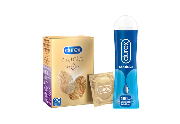 Durex - 20 stuks Condooms - Nude No Latex - 100ml Glijmiddel - Play Sensitive - Voordeelverpakking