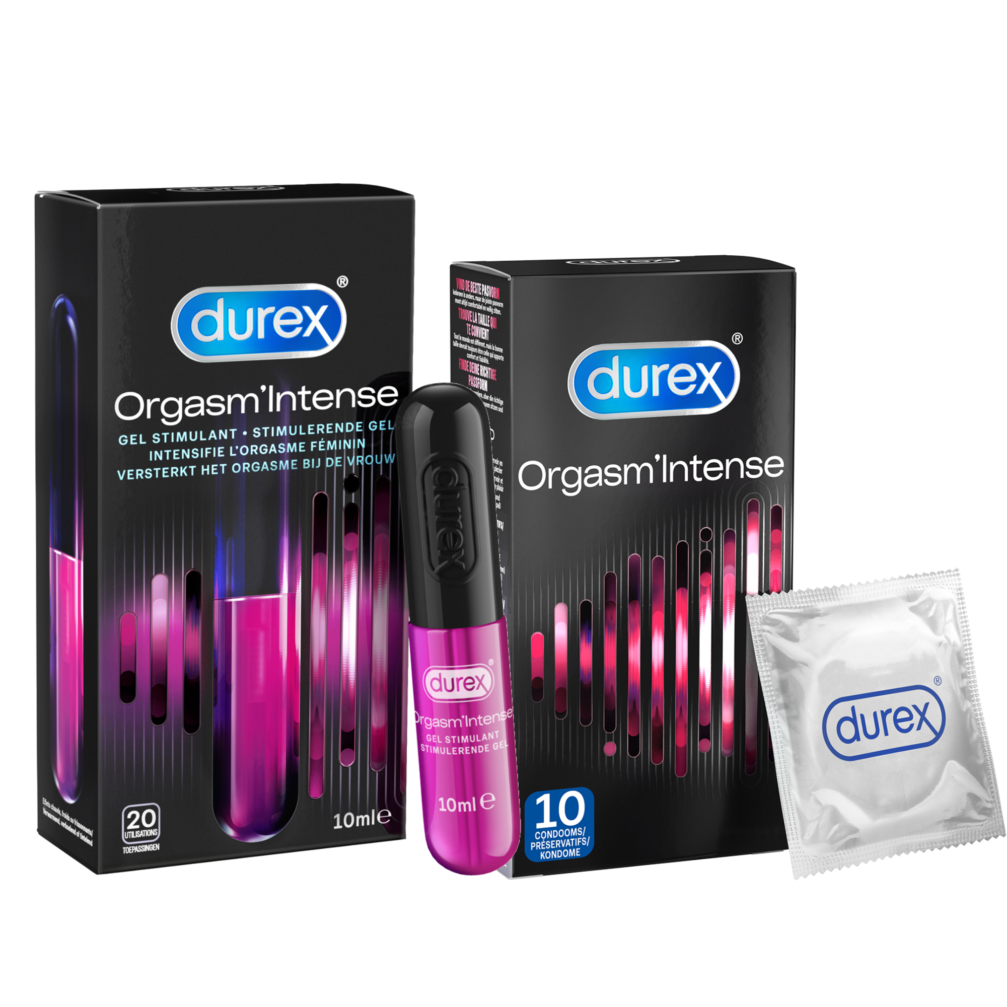 Durex - 10 stuks Condooms - Orgasm Intense - 10ml Glijmiddel - Intense Orgasm - Voordeelverpakking