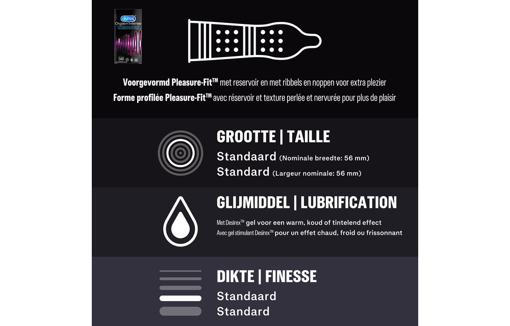 Durex - 10 stuks Condooms - Orgasm Intense - 110ml Glijmiddel - Intense Orgasm 10ml - Play Sensitive 100ml - Voordeelverpakking