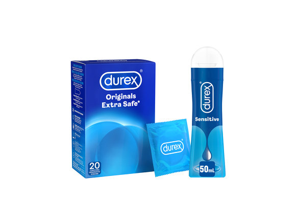 Durex - 20 stuks Condooms - Extra Safe - 50 ml Glijmiddel - Play Sensitive - Voordeelverpakking