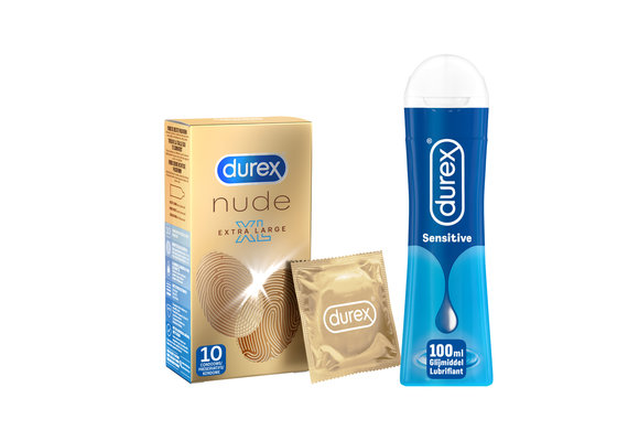 Durex - 10 stuks Condooms - Nude XL - 100 ml Glijmiddel - Play Sensitive - Voordeelverpakking