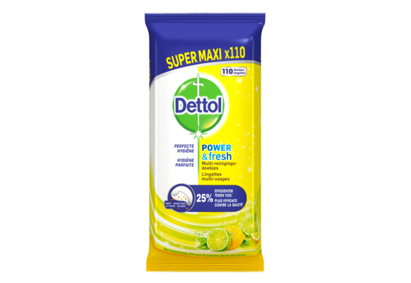 Dettol Schoonmaakdoekjes Power & Fresh - Citrus - Maxi 110 stuks
