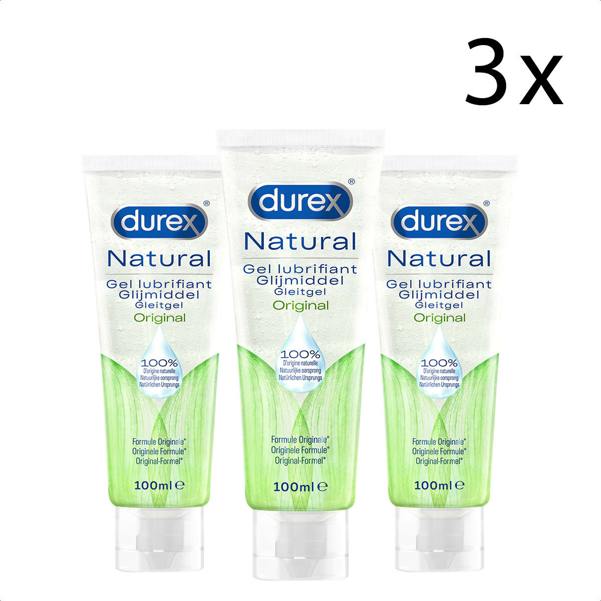 Durex Glijmiddel Natural - 100% natuurlijk - 100 ml x3