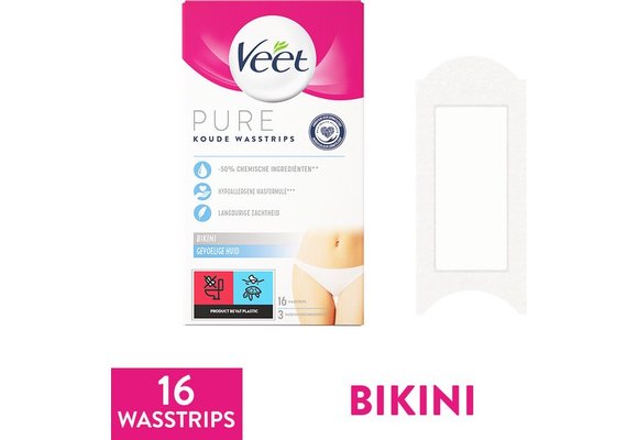 Veet Pure Ontharingsstrips Bikinilijn - Gevoelige huid - 16 stuks