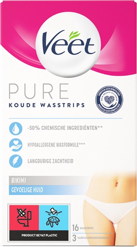 Veet Pure Ontharingsstrips Bikinilijn - Gevoelige huid - 16 stuks