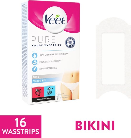 Veet Pure Ontharingsstrips Bikinilijn - Gevoelige huid - 16 stuks