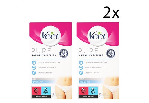 Veet Pure Ontharingsstrips Bikinilijn - Gevoelige huid - 16 stuks x2