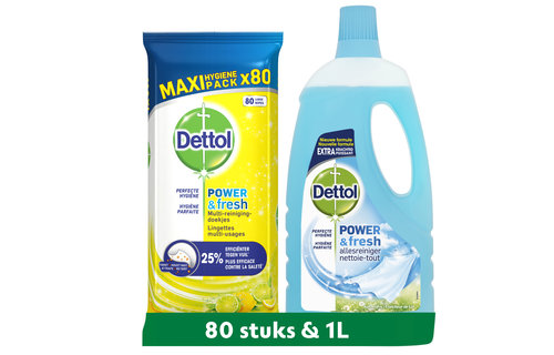 Dettol - 80 stuks Schoonmaakdoekjes - Citrus - 1L Allesreiniger - Katoenfris - Voordeelverpakking