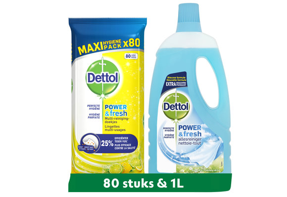 Dettol - 80 stuks Schoonmaakdoekjes - Citrus - 1L Allesreiniger - Katoenfris - Voordeelverpakking