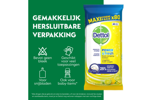 Dettol - 80 stuks Schoonmaakdoekjes - Citrus - 1L Allesreiniger - Katoenfris - Voordeelverpakking