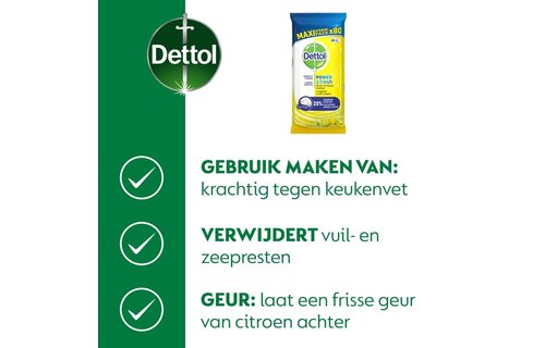 Dettol - 80 stuks Schoonmaakdoekjes - Citrus - 1L Allesreiniger - Katoenfris - Voordeelverpakking