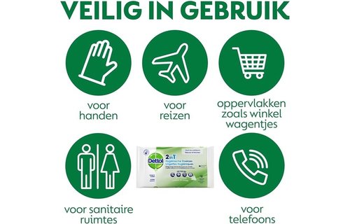 Dettol - 12 stuks Hygienische Doekjes 2 in 1 - 200ml Handgel - Op basis van alcohol