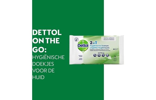 Dettol - 12 stuks Hygienische Doekjes 2 in 1 - 200ml Handgel - Op basis van alcohol