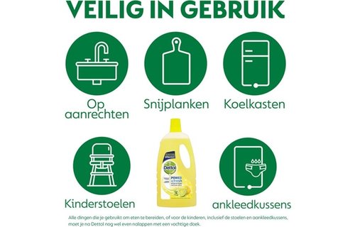 Dettol Schoonmaakdoekjes Power & Fresh - Citrus - 80 stuks + Dettol Allesreiniger Power & Fresh - Citrus - 1L