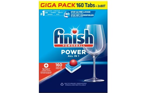 Finish Power All in 1 Regular Vaatwastabletten - 80 Stuks x2